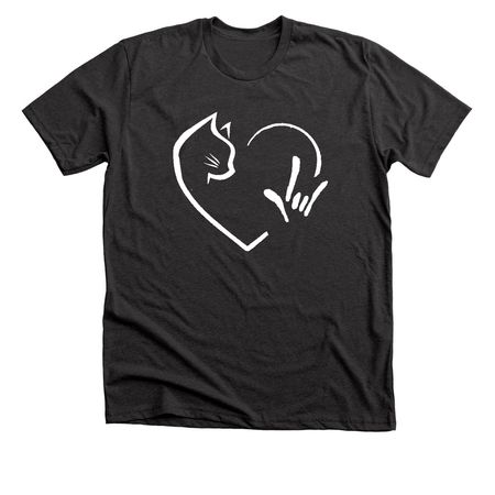 I Love You (ASL) Cat, a Dark Grey Heather Premium Unisex Tee