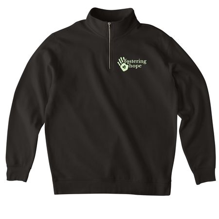 Fostering Hope - Dark, a Black Midweight Quarter Zip Pullover