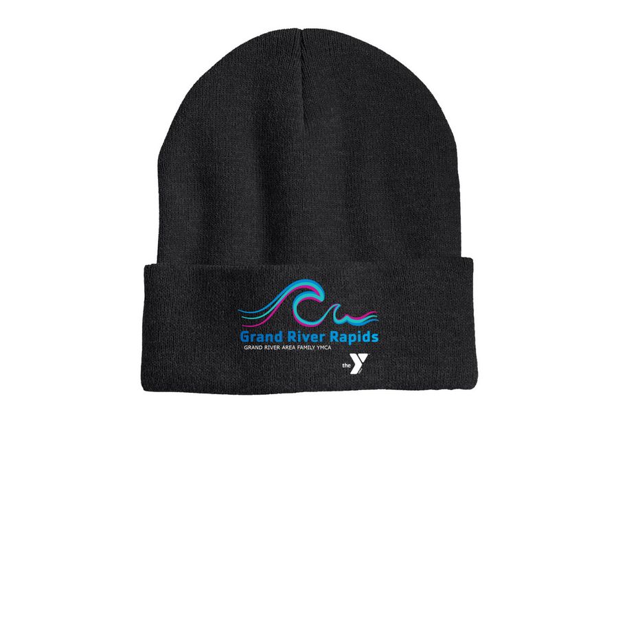 Rapids Hats, a Heather Charcoal Printed Cuffed Beanie