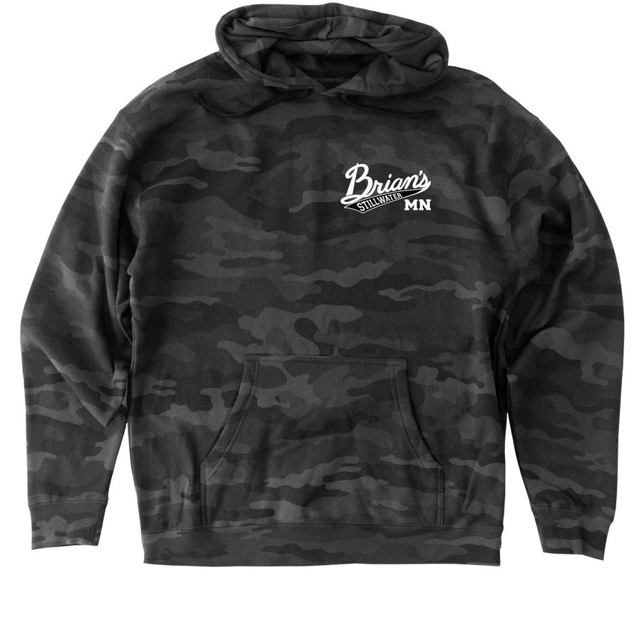 Brian?s Bar and Grill Dodging Heart Failure&nbsp;, a Black Camo Heavyweight Camo Pullover Hoodie