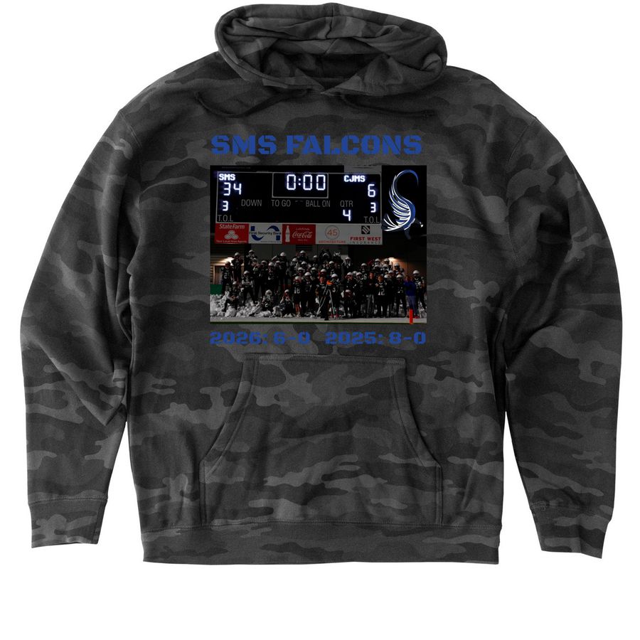 SMS Football 7th/8th Grade Football 25/26, a Black Camo Heavyweight Camo Pullover Hoodie