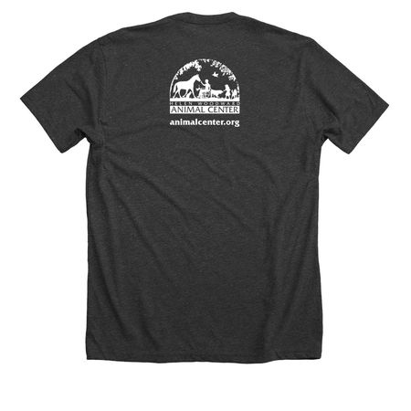 Foster. Adopt. Volunteer. Give., a Dark Grey Heather Premium Unisex Tee (back-view)