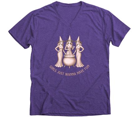 Girls Just Wanna Have Fun, a Purple Rush Premium V-Neck Tee