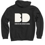 BD Hoodie, a Black Pullover Hoodie (back-view)