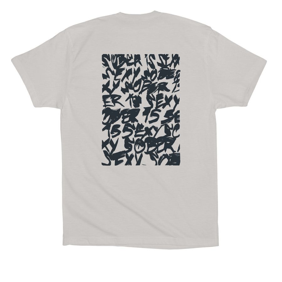 Sober is Sexy Artist Edition N.A, a Solid Athletic Grey Premium Cotton Tee (back-view)