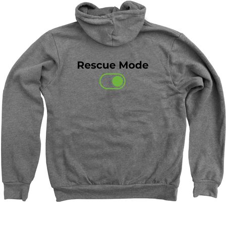 Rescue Mode: ON!, a Deep Heather Zip Up Hoodie (back-view)