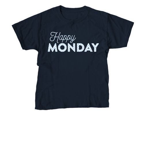 Happy Monday - Blue Gingham Navy Youth Tee