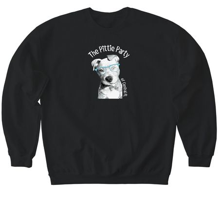 The Pittie Party Dog Glasses, a Black Softstyle Crewneck Sweatshirt