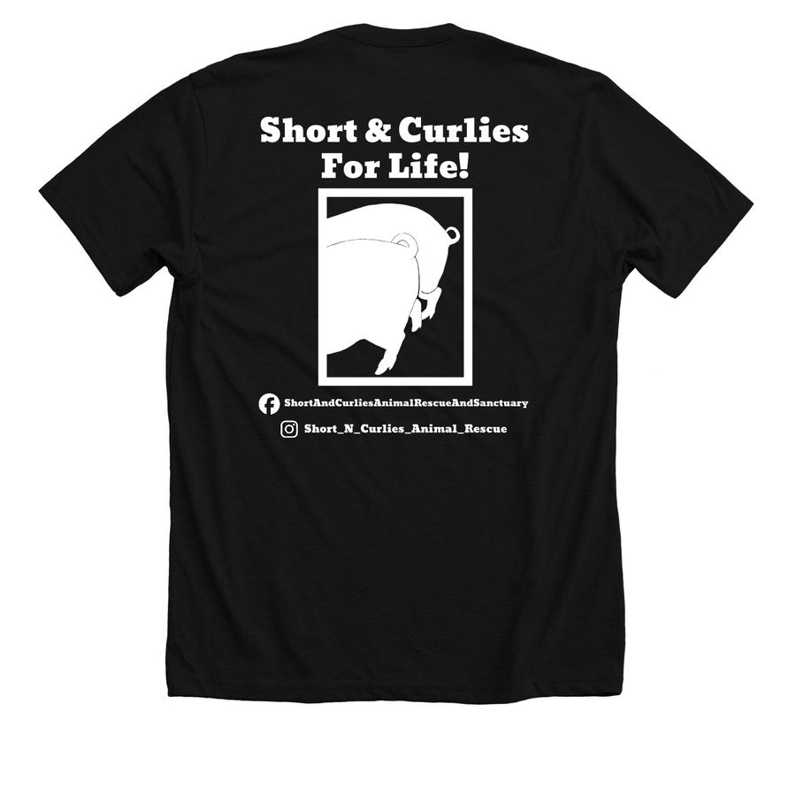 Short & Curlies For Life!, a Solid Black Blend Premium Unisex Tee (back-view)