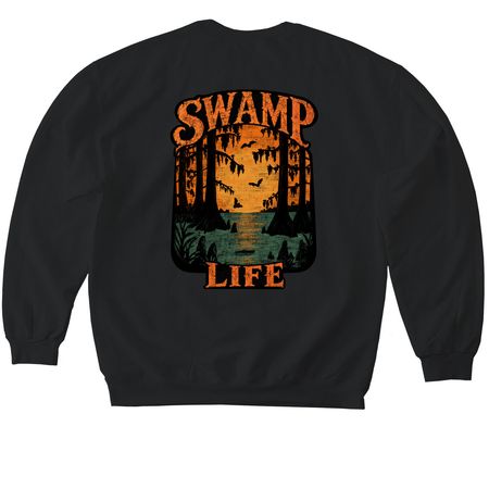 Swamp Life, a Black Softstyle Crewneck Sweatshirt