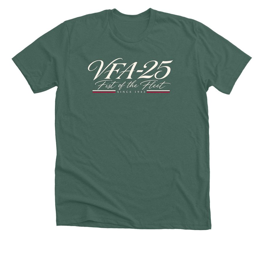 front design VFA 25, a Heather Forest Premium Unisex Tee