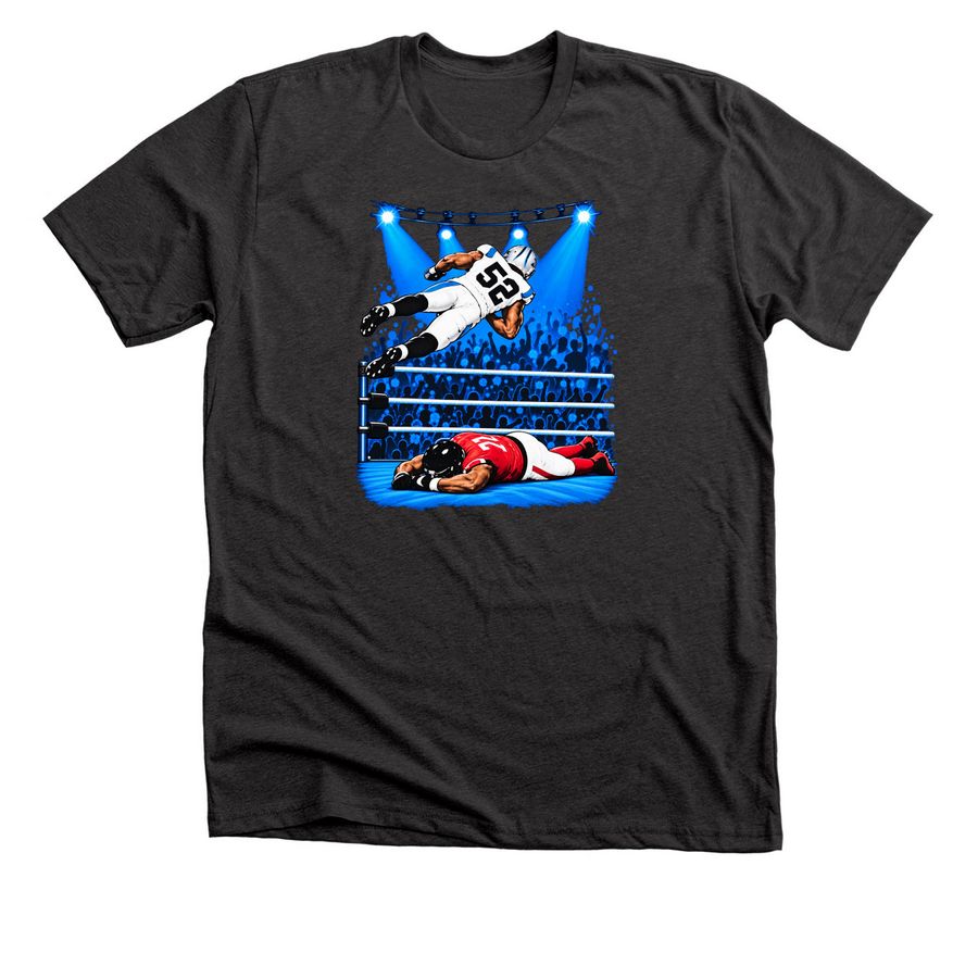 Trevis Gipson 52 Elbow Drop Carolina Vs Atlan, a Dark Grey Heather Premium Unisex Tee
