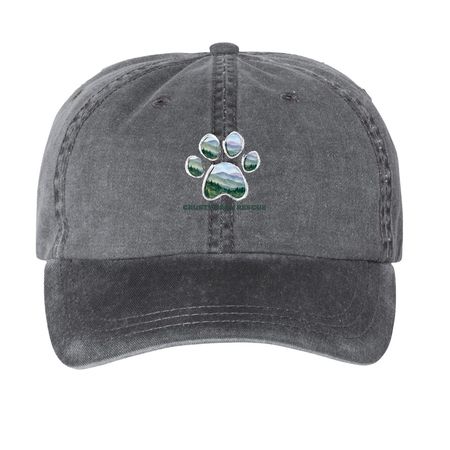 Mountain Paw Baseball & Trucker Hat, a Black Printed Pigment Dye Baseball Cap