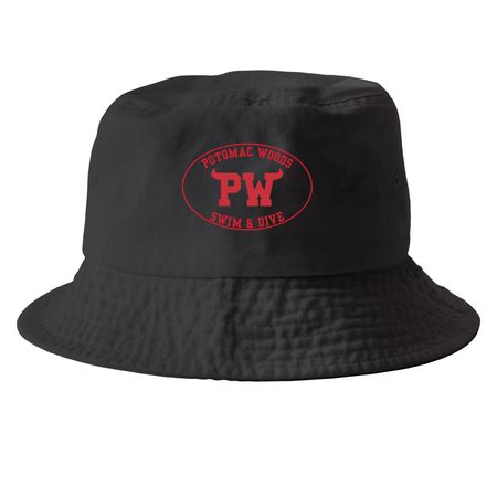 PW Hats, a Black Printed Bucket Hat