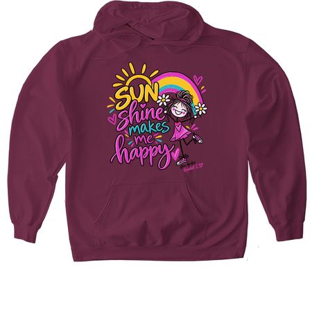 Sunshine Makes Me Happy GlowUp Girl Kendall C., a Maroon Gildan Softstyle Pullover Hoodie