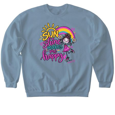 Sunshine Makes Me Happy GlowUp Girl Kendall C., a Stone Blue Softstyle Crewneck Sweatshirt