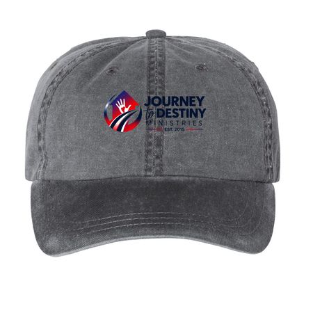 A classic JTDM baseball Hat, a Black Printed Pigment Dye Baseball Cap