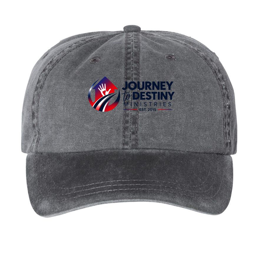 A classic JTDM baseball Hat, a Black Printed Pigment Dye Baseball Cap