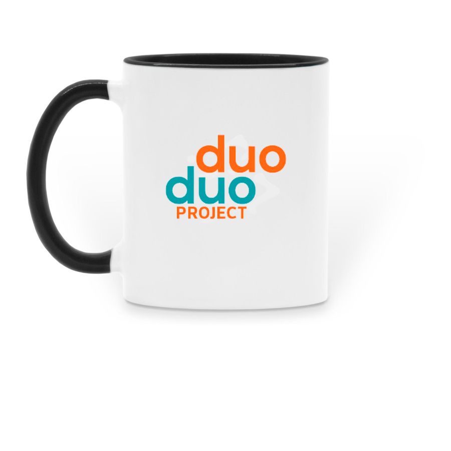 Our Mascot, Duo Duo: Mugs! (black), a Black Two-Tone Ceramic Mug (back-view)