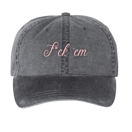 fxck 'em hat, a Black Printed Pigment Dye Baseball Cap