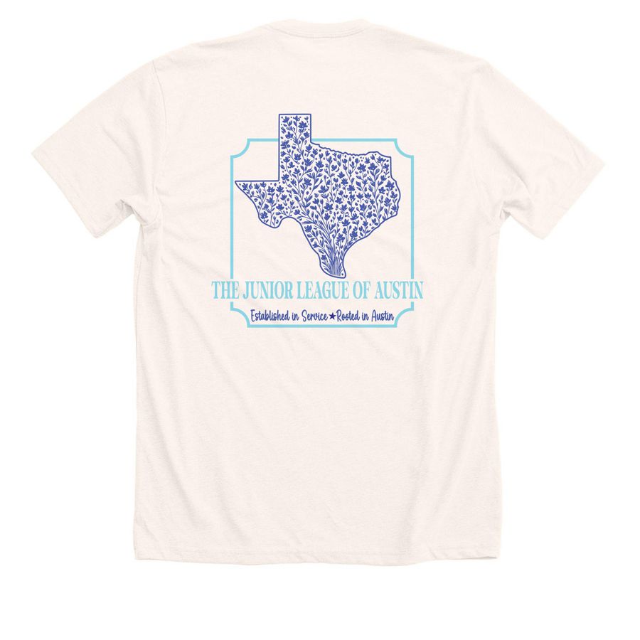 Bluebonnet Love, a Heather Natural Premium Unisex Tee (back-view)