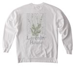 Lavender House, a White Comfort Colors Crewneck Sweatshirt (back-view)
