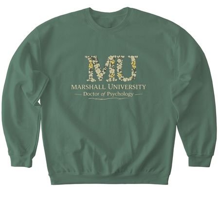 Floral MU (Green/Black), a Military Green Softstyle Crewneck Sweatshirt