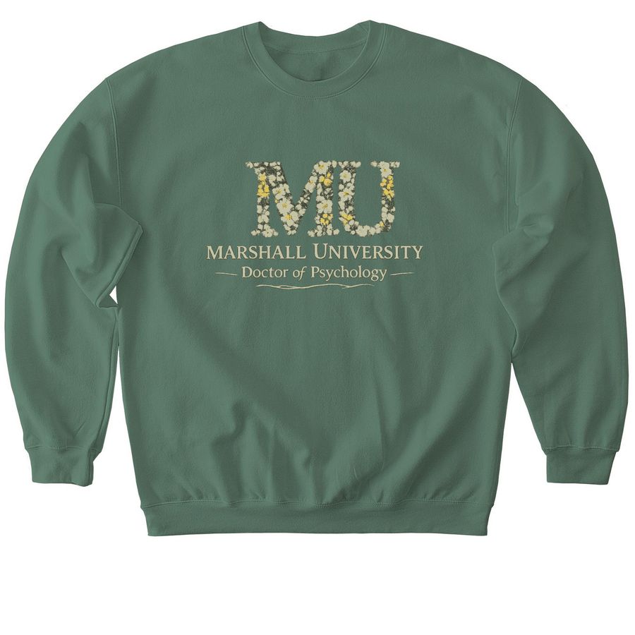 Floral MU (Green/Black), a Military Green Softstyle Crewneck Sweatshirt