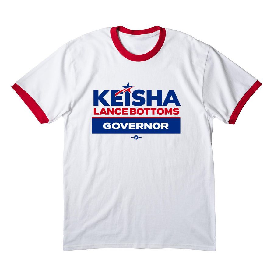 Keisha for Governor Merch, a White/ Red Cotton Ringer Tee