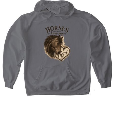 Horses have my heart, a Charcoal Gildan Softstyle Pullover Hoodie