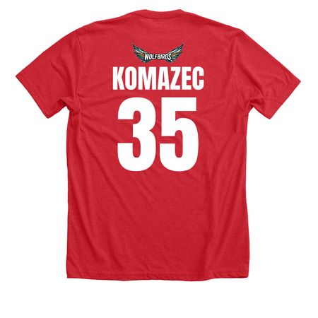 Komazec #35 - Tee, a Heather Red Premium Unisex Tee (back-view)