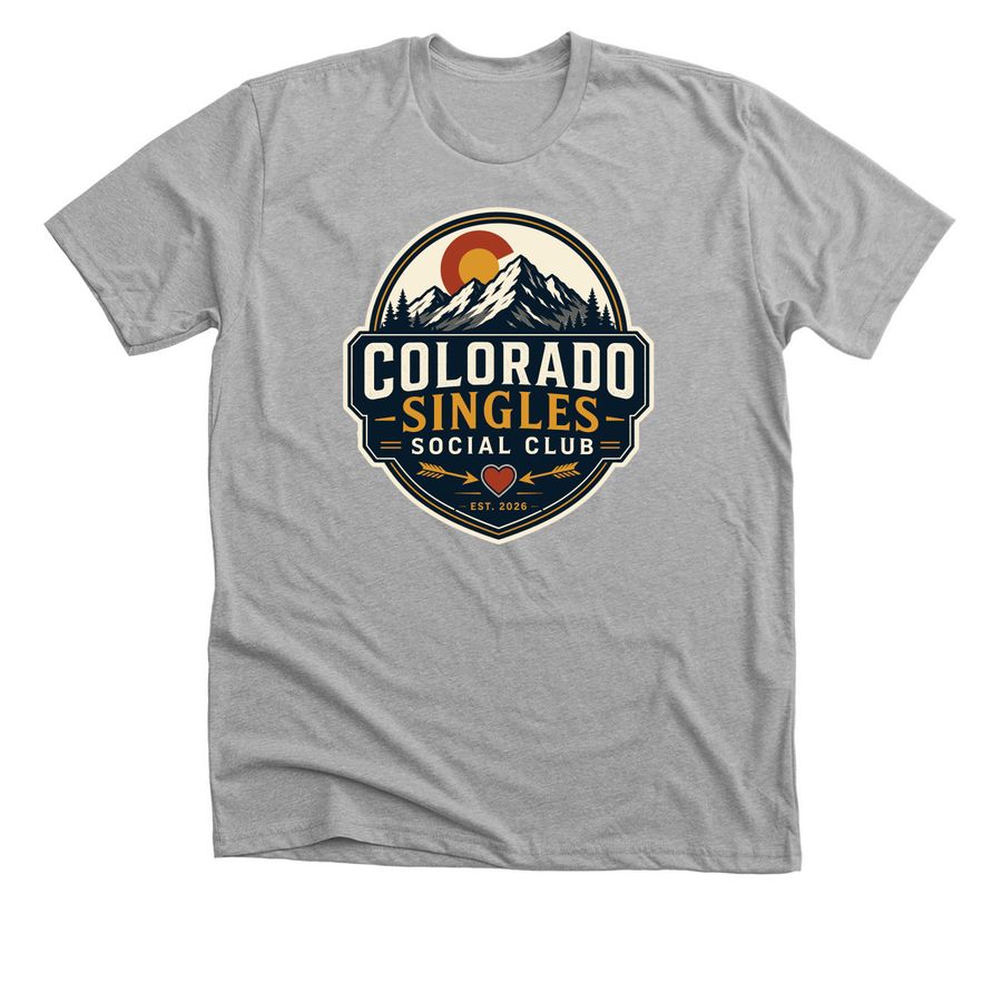 Colorado Singles Social Club Merch Fundraiser, a Athletic Heather Premium Unisex Tee