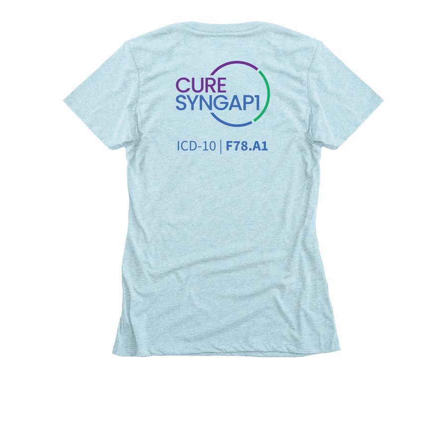 CURE SYNGAP1 LOGO, a Ice Blue Women's Slim Fit Tee (back-view)