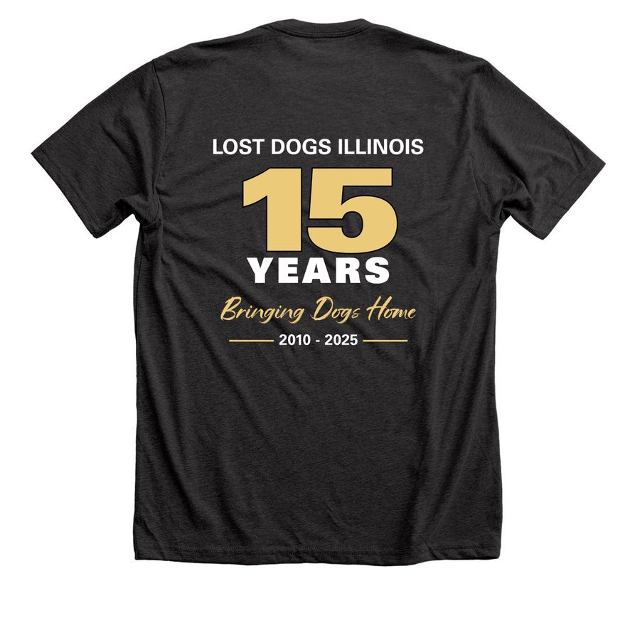 LDI 15 Year Anniversary New Logo, a Dark Grey Heather Premium Unisex Tee (back-view)