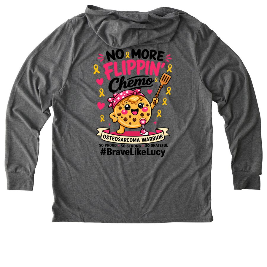 Brave Like Lucy ? No More Flippin' Chemo, a Aluminum Grey Allmade Eco Triblend Hoodie Tee (back-view)