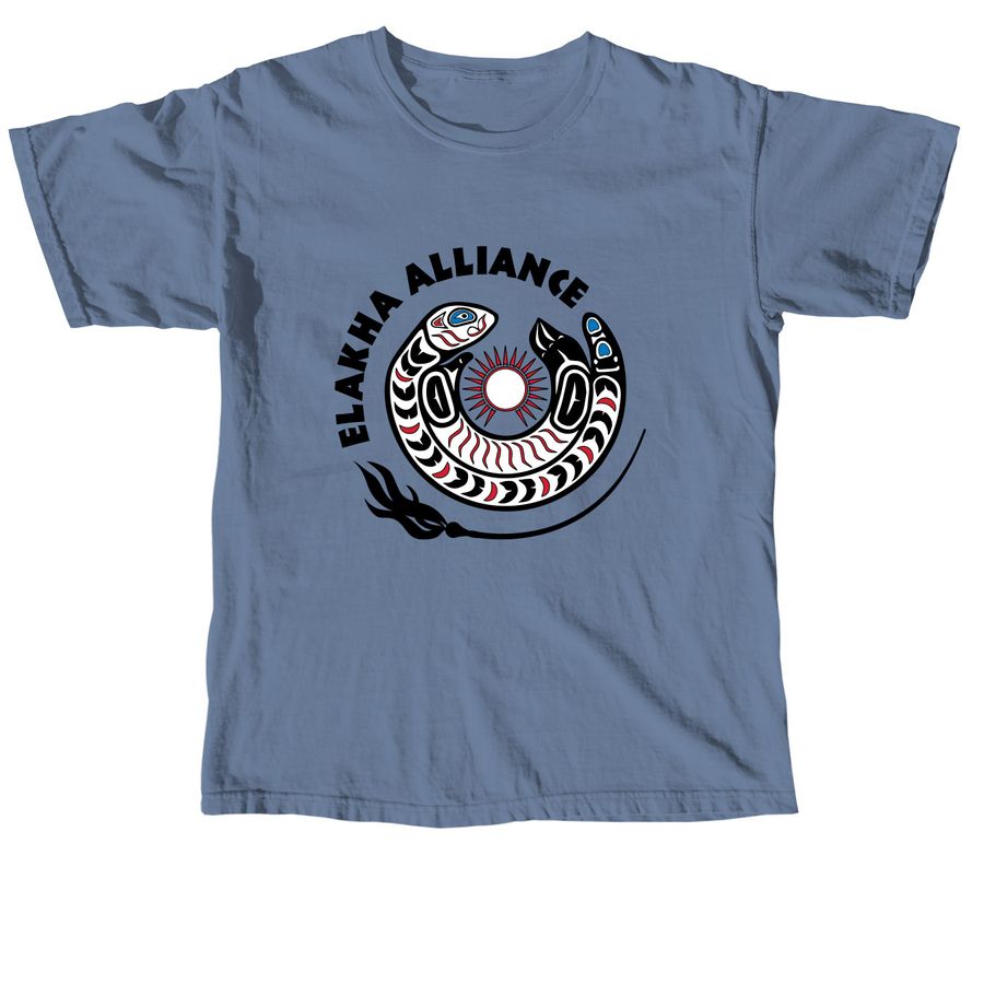 Elakha Alliance Front Logo Shirts, a Blue Jean Comfort Colors Unisex Tee