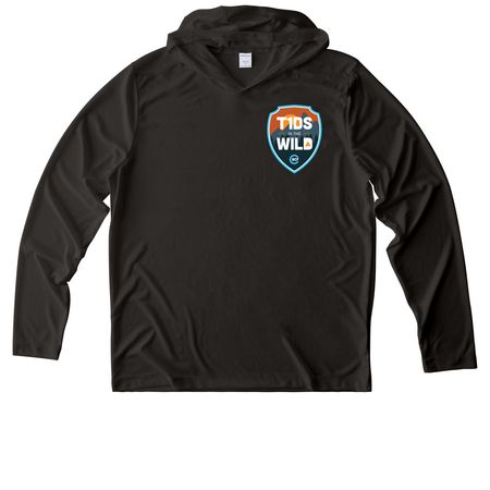 T1Ds in the Wild Hiking Shirt, a Black UV Performance Long Sleeve Hoodie