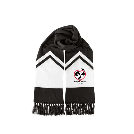 Hero's Heart Scarf, a Black/ White Two-Tone Gameday Scarf