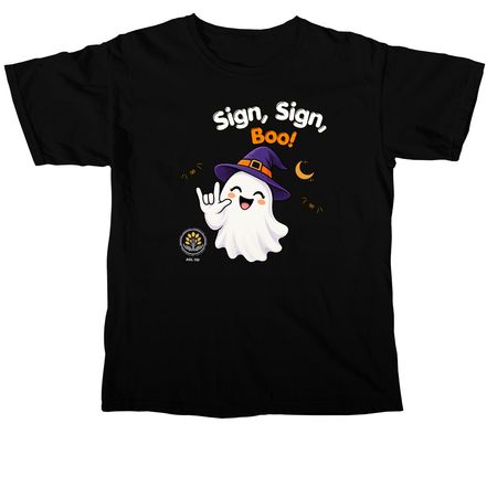 Sign, Sign, Boo! - Halloween with ASL Up, a Black Comfort Colors Unisex Tee