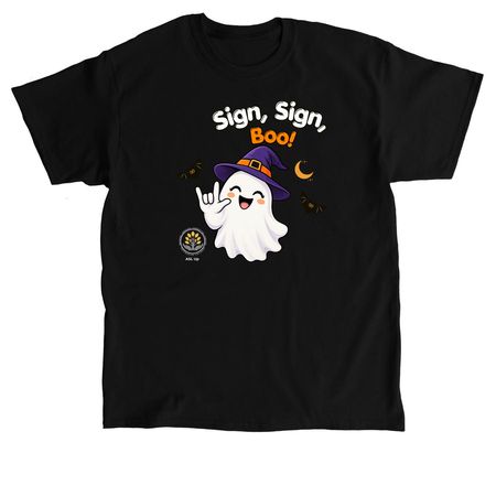 Sign, Sign, Boo! - Halloween with ASL Up, a Black Classic Unisex Tee