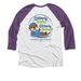 Mary Bridge OR, a Purple Rush and Heather White 3/4 Sleeve Baseball Tee (back-view)