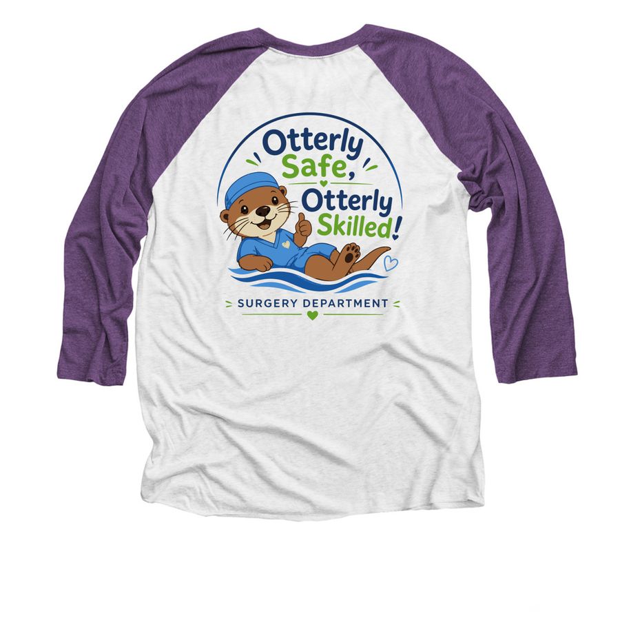 Mary Bridge OR, a Purple Rush and Heather White 3/4 Sleeve Baseball Tee (back-view)