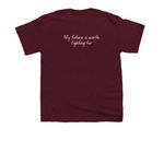 I'm an n-Lorem kid, a Maroon Youth Unisex Tee (back-view)
