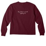 I'm an n-Lorem kid, a Maroon Youth Heavyweight Long Sleeve Tee (back-view)