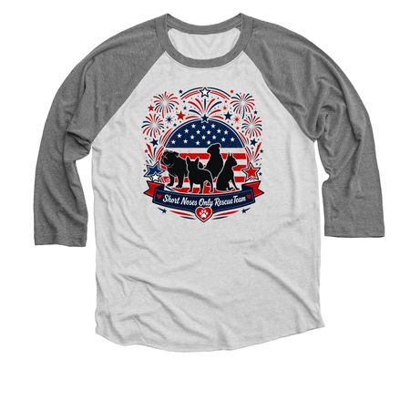 Patriotic for The Pups, a Premium Heather and Heather White 3/4 Sleeve Baseball Tee