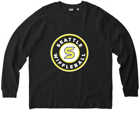 OG Seattle Wiffleball Logo ? Transparent, a Black Stanley/Stella Unisex Freestyler Heavyweight Long Sleeve Tee