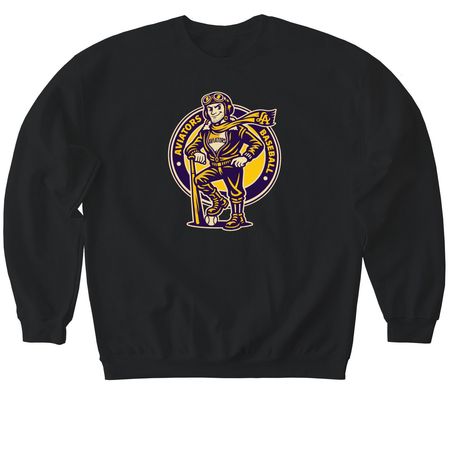 Aviators Baseball, a Black Softstyle Crewneck Sweatshirt
