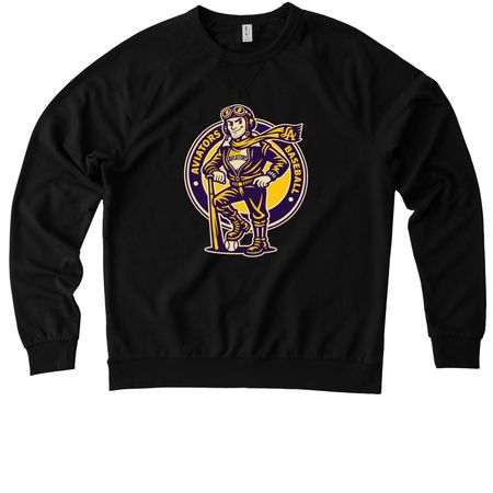 Aviators Baseball, a Deep Black Allmade Organic French Terry Crewneck Sweatshirt