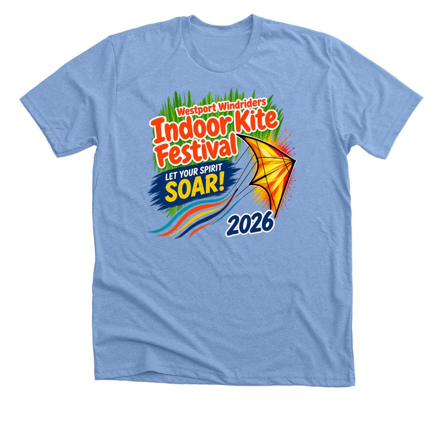 Westport Windriders Indoor Kite Festival, a Heather Carolina Blue Premium Unisex Tee