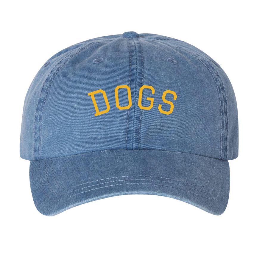 DOGS University Cap, a Royal Blue Printed Pigment Dye Baseball Cap